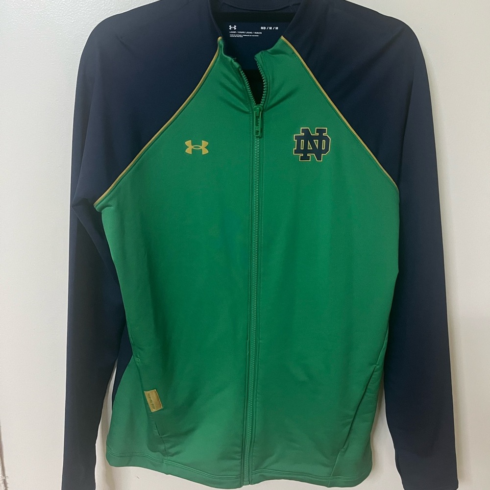 Notre Dame Under Armour Green and Navy Full Zip Jacket